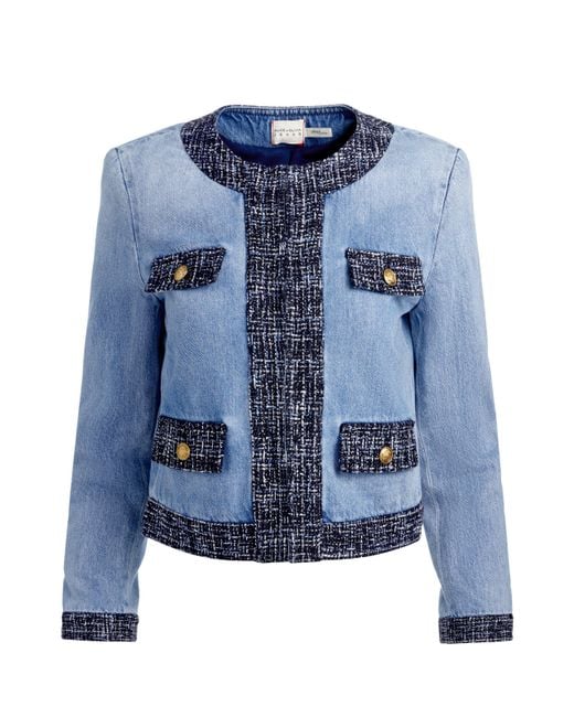 Alice + Olivia Blue Landon Cropped Denim Jacket
