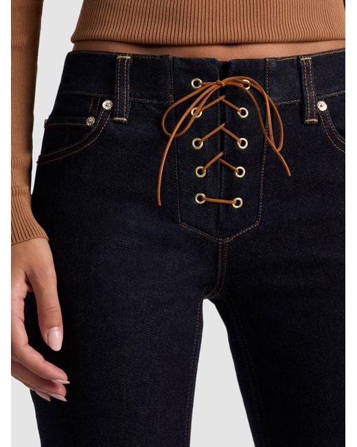 Alice + Olivia Blue Delilah Lace Up Jean