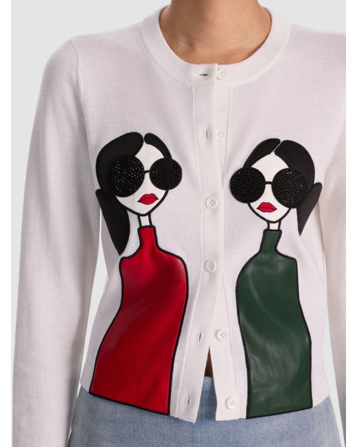 Alice + Olivia White Ruthy Staceface Caridgan