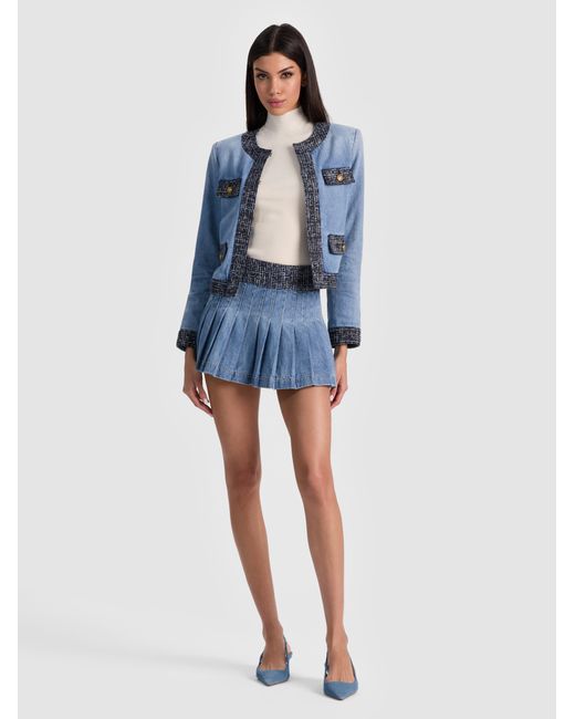 Alice + Olivia Blue Landon Cropped Denim Jacket
