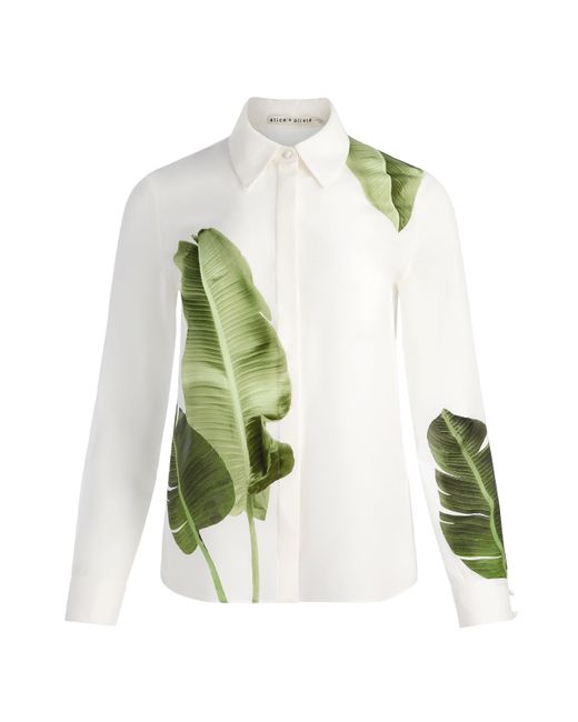 Alice + Olivia Green Willa Silk Blouse