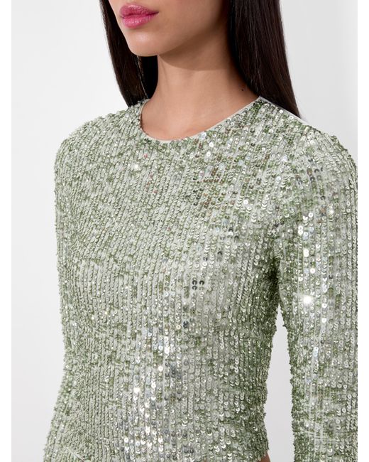 Alice + Olivia Gray Delaina Embellished Top