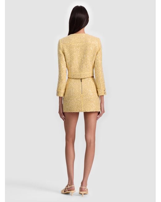 Alice + Olivia Natural Lorie Embellished Tweed Jacket