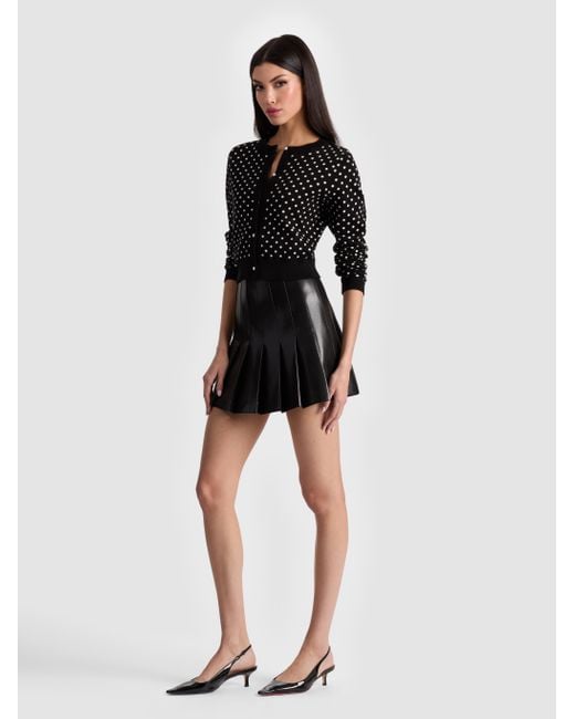 Alice + Olivia Black Alice + Olivia Carter Vegan Leather Pleated Skirt