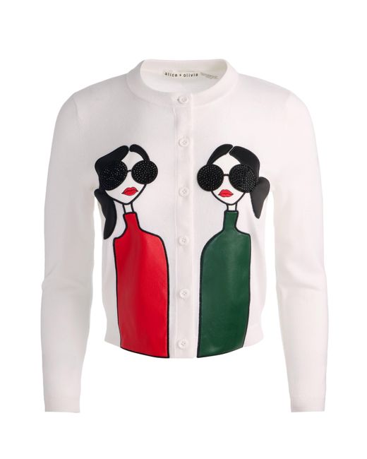 Alice + Olivia White Ruthy Staceface Caridgan