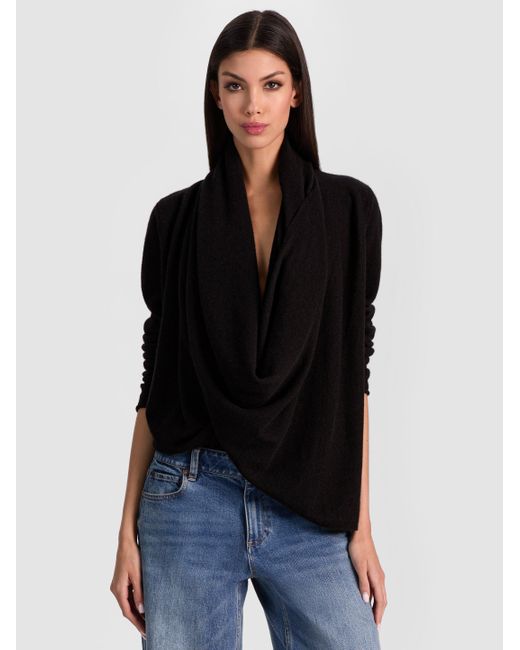 Alice + Olivia Black Jules Draped Pullover