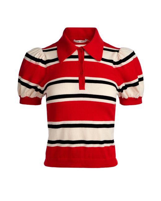 Alice + Olivia Red Ramona Striped Pullover