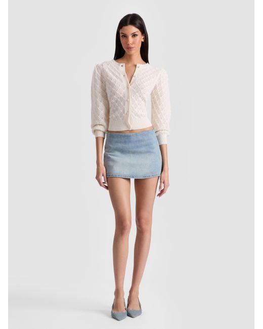 Alice + Olivia White Doris Pointelle Cardigan
