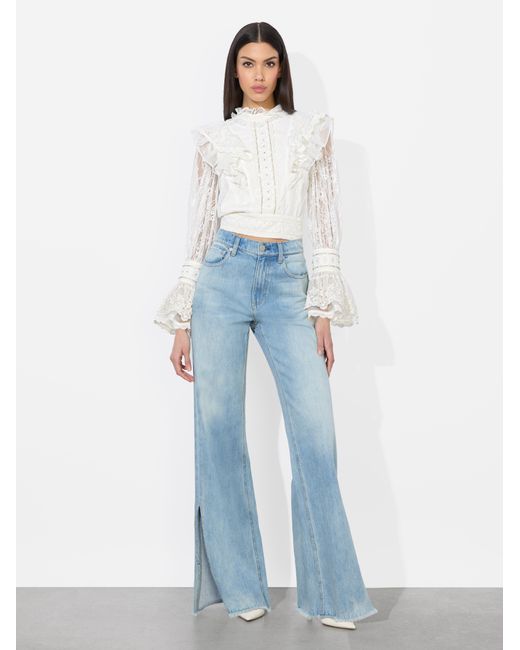Alice + Olivia White Delpha Embellished Top
