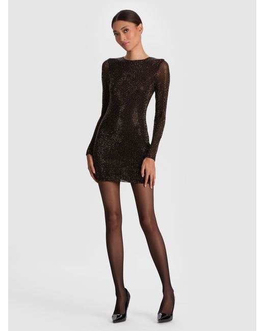 Alice + Olivia Black Delora Embellished Mini Dress