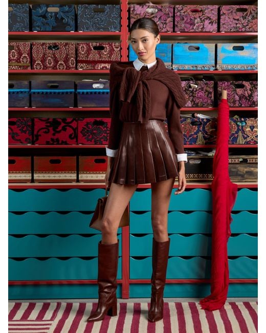 Alice + Olivia Blue Porla Collared Sweater