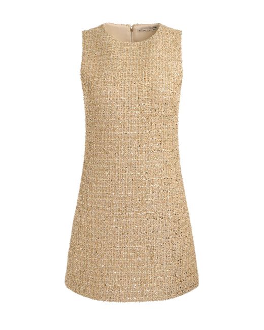Alice + Olivia Natural Cade Embellished Tweed Mini Dress