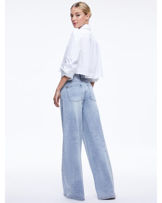 Alice + Olivia White Finely Cropped Button Down