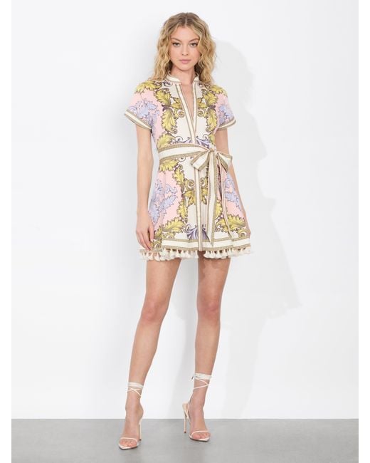 ALICE+OLIVIA ミニ シャツドレス カスタムフローラルプリント Alice+Olivia】ミニシャツワンピース フローラルプリント
