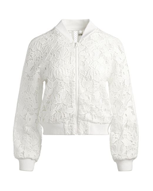 春の訪れ♪【alice+olivia】RUSSIE レース ボンバージャケット Alice + Olivia Russie Lace Bomber Jacket in White | Lyst