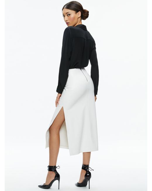 Alice + Olivia White Maeve Vegan Midi Skirt
