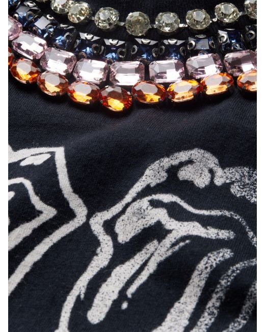 Alice + Olivia Blue Maxie Embellished Band Tee