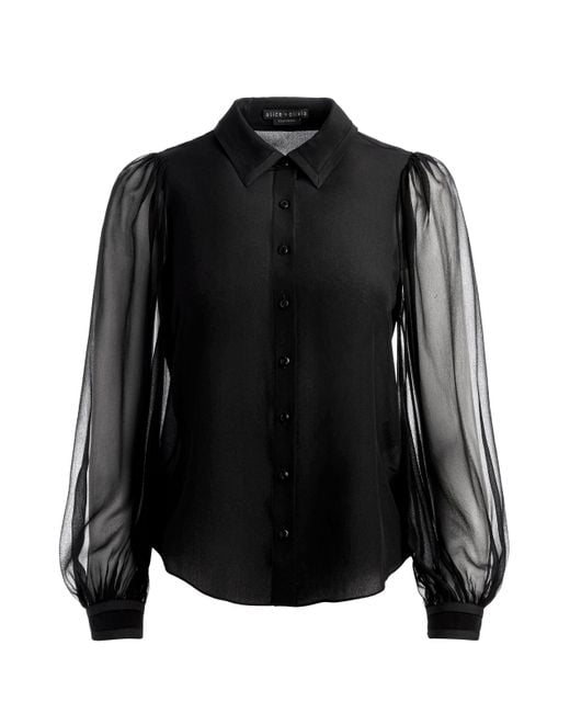 Alice + Olivia Black Roanne Button Down