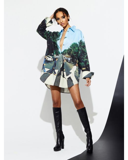 Alice + Olivia A+O X The Beatles Finely Button Down in Green | Lyst