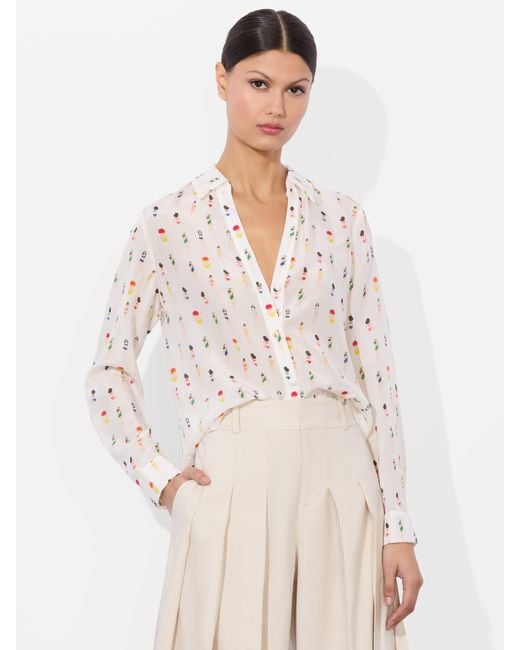 Alice + Olivia Natural Eloise Button Down Blouse