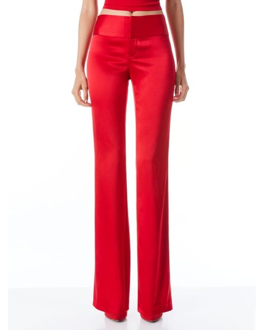 Alice + Olivia Alice + Olivia Olivia Bootcut Pant in Red | Lyst