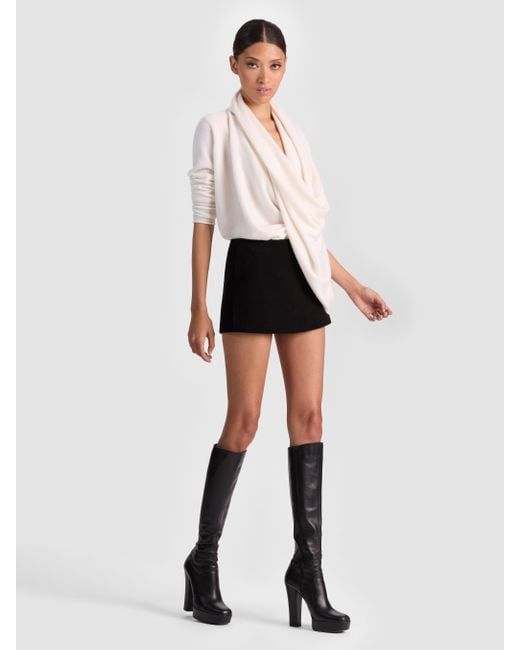Alice + Olivia White Jules Draped Pullover