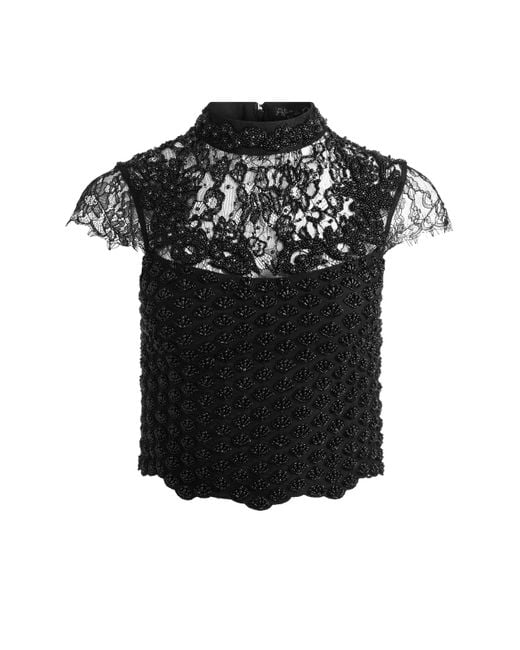 Alice + Olivia Black Pria Embellished Top