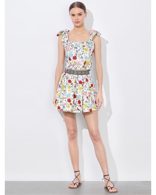 Alice + Olivia White Clara Bow Strap Bustier