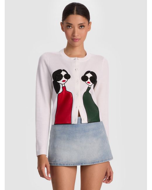 Alice + Olivia White Ruthy Staceface Caridgan
