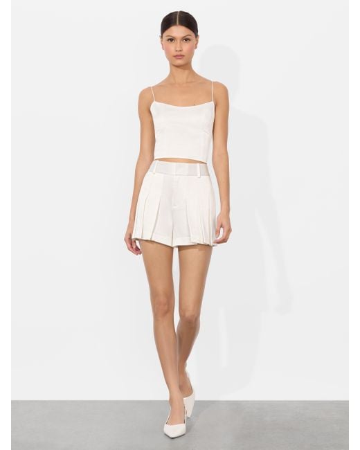 Alice + Olivia White Simon Pleated Short