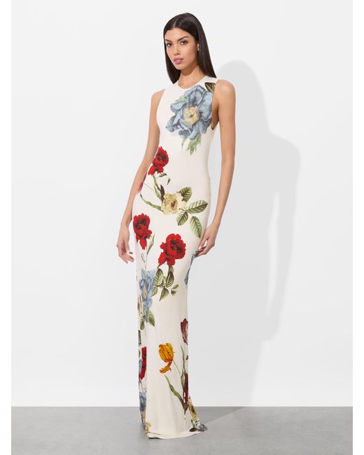 Alice + Olivia White Delora Open Back Maxi Dress