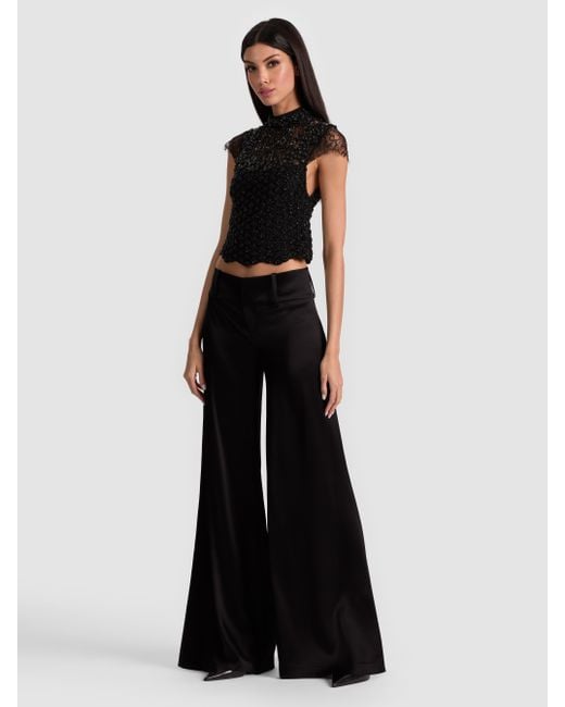 Alice + Olivia Black Pria Embellished Top