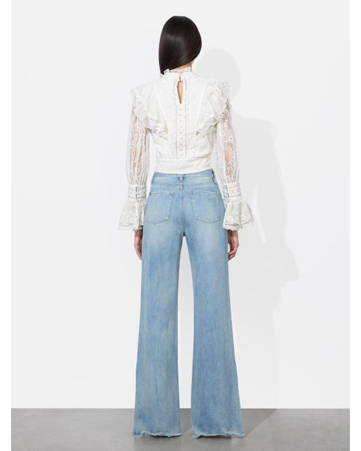 Alice + Olivia White Delpha Embellished Top