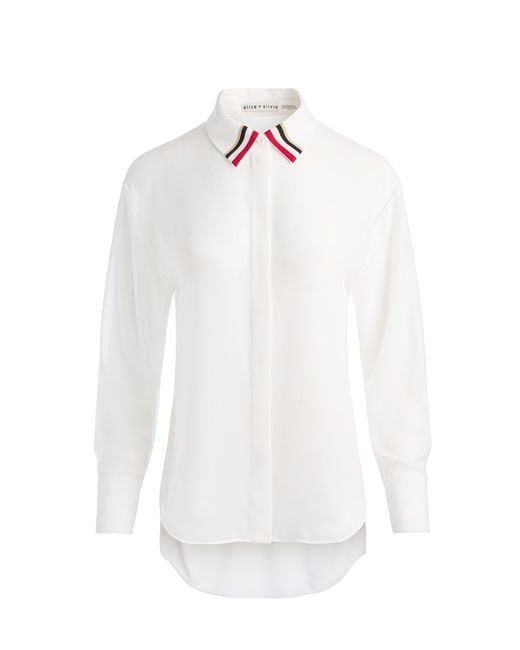 Alice + Olivia White Dimitra Oversized Button Down