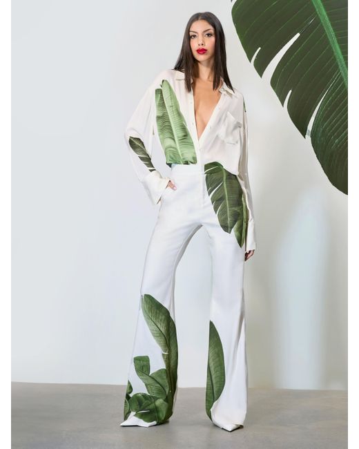 Alice + Olivia Green Willa Silk Blouse