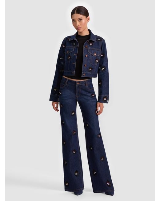 Alice + Olivia Blue Chloe Embellished Denim Jacket