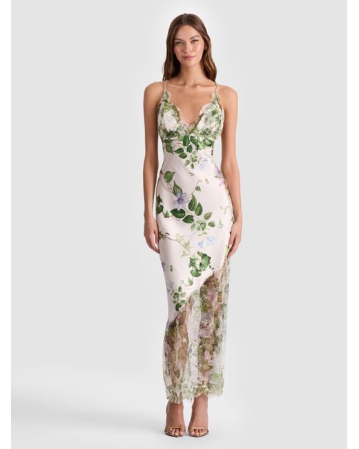 Alice + Olivia Claudia Open Back Maxi Dress in Green | Lyst
