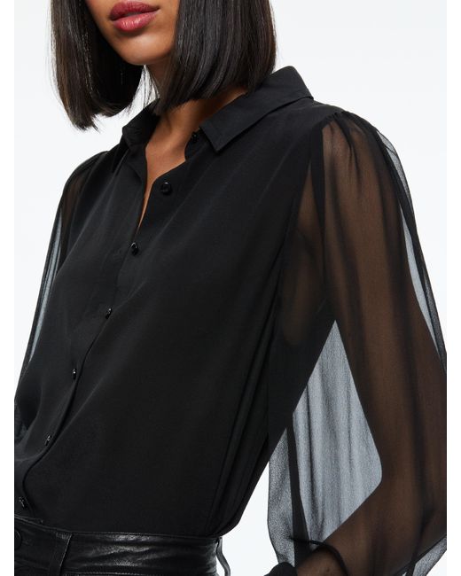 Alice + Olivia Black Roanne Button Down
