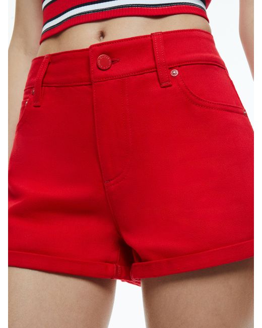 Alice + Olivia Red MAGGIE Mid Rise Vintage Shorts