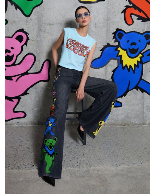 Alice + Olivia Women's Blue A+O X Grateful Dead Micah Muscle Tank