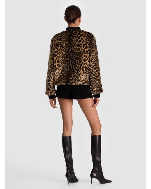 Alice + Olivia Brown Becky Reversible Faux Fur Bomber Jacket