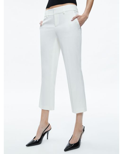 Alice + Olivia White Janis Low Rise Cropped Flare Pant