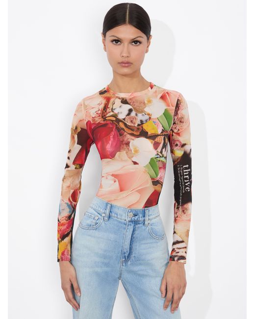 Alice + Olivia Blue A+O X Kelly Dabbah Delaina Mesh Top