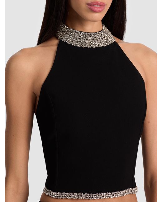 Alice + Olivia Black Gatz Embellished Top