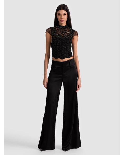 Alice + Olivia Black Pria Embellished Top