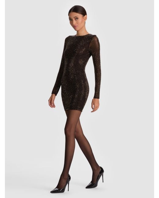 Alice + Olivia Black Delora Embellished Mini Dress