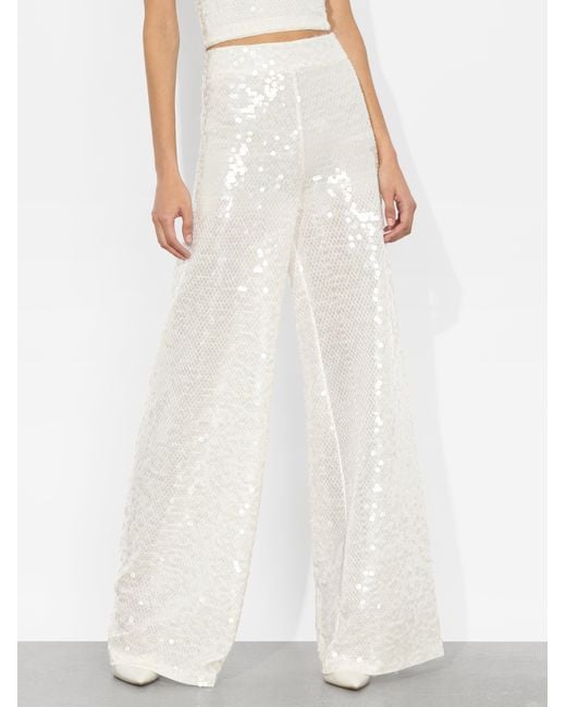 Alice + Olivia White Athena Sequin Pant