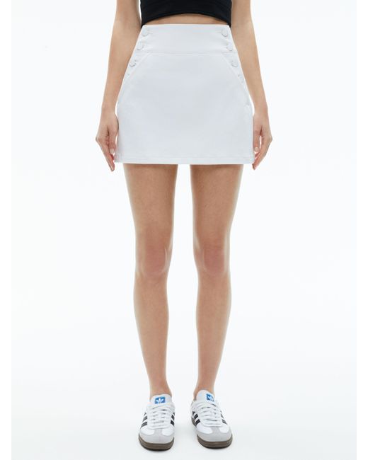 Alice + Olivia White Donald High Rise Side Button Skirt