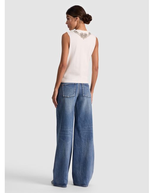 Alice + Olivia White Dede Embellished Tank