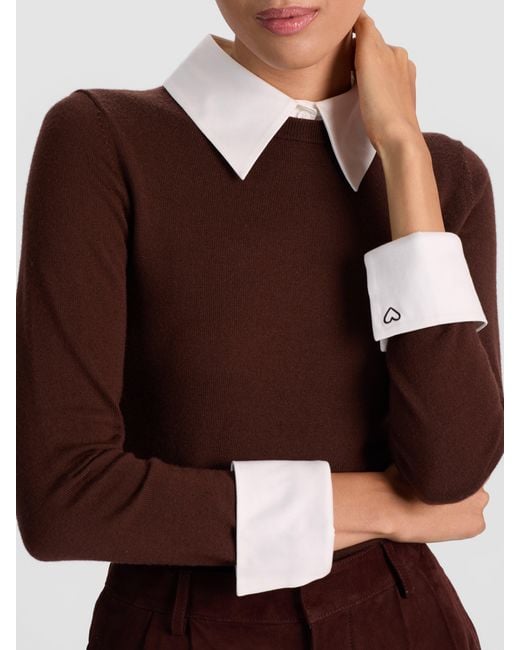 Alice + Olivia Blue Porla Collared Sweater